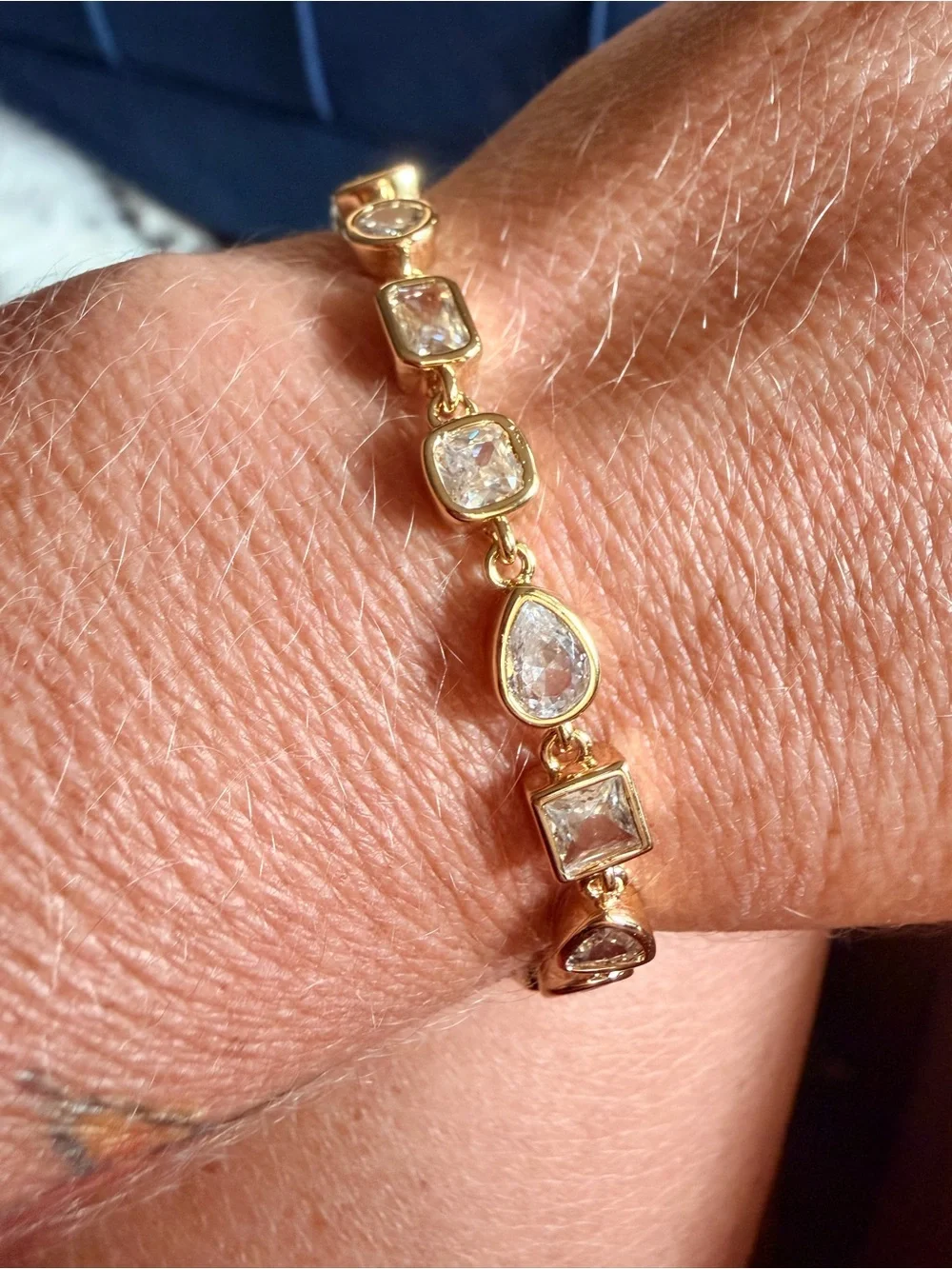 14kt Gold plated, tarnish resistant 5a Cubic Zirconia Link Bracelet - Women